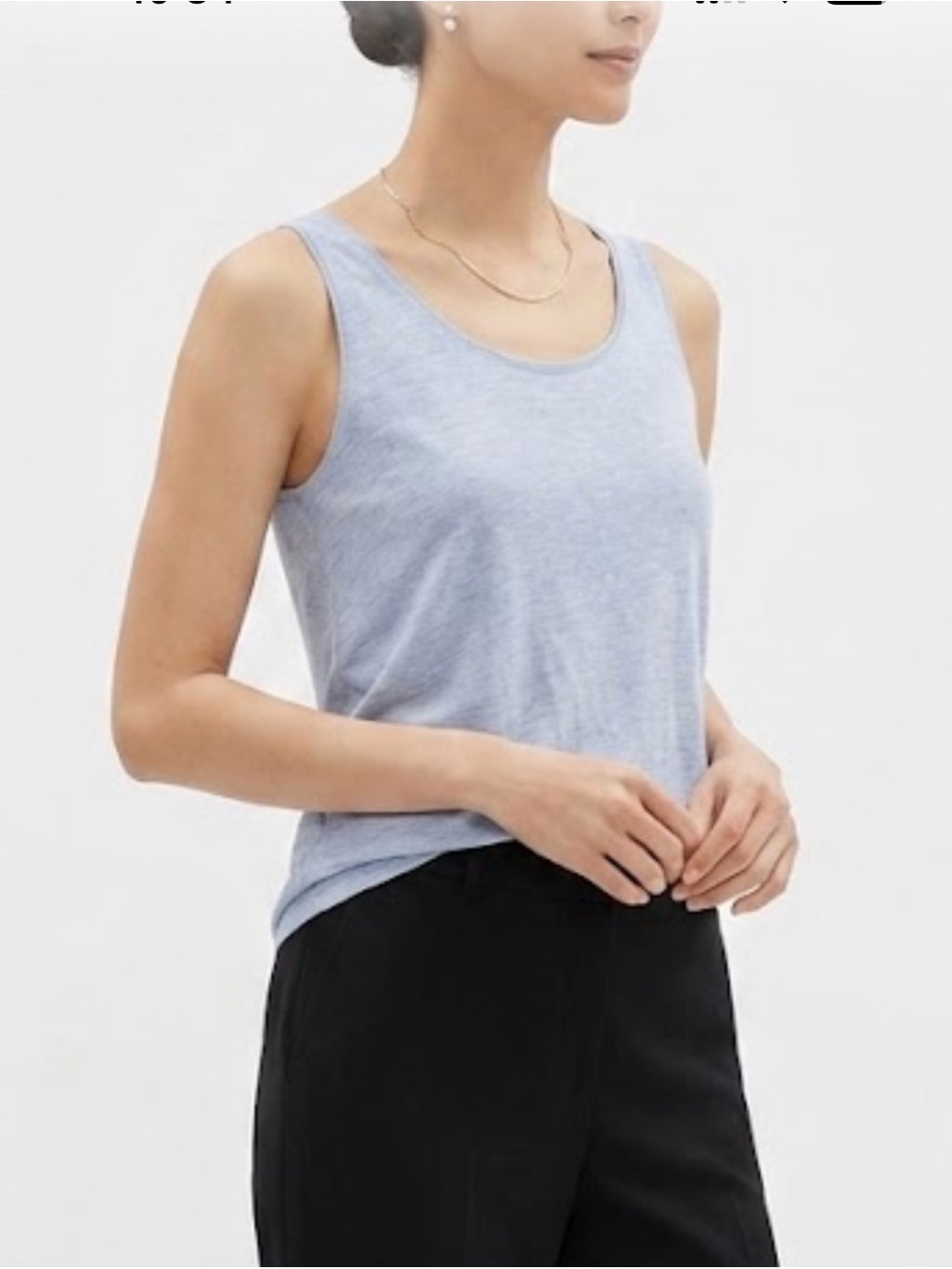 Eileen Fisher Silk And Cotton Tank. NWT Petite Large Lt. Blue. Elegant Drape